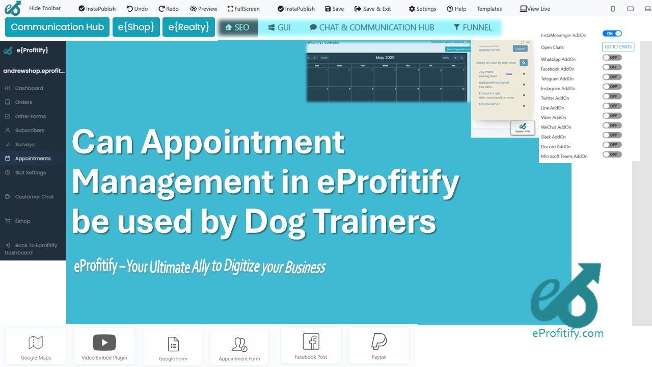 Can Appointment Management in eProfitify be used by Dog Trainers